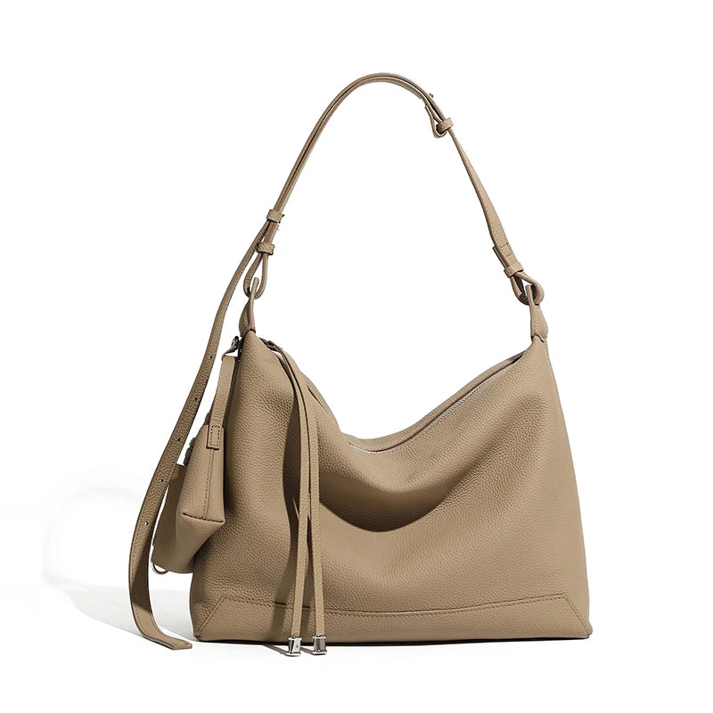 HIFASHION Genuine Cowhide Leather Hobo Bag Women Soft Half Moon Underarm Shoulder Purses Elegant Commuting Crossbody Handbags
