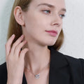 Black Awn Silver Color Necklace Women Jewelry Heart Black&White Stone Pendants P107