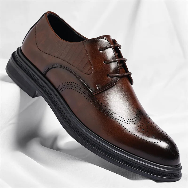 Men's leather shoes, men's 2026 business formal wear, casual wedding groom's shoes, work British dress shoes