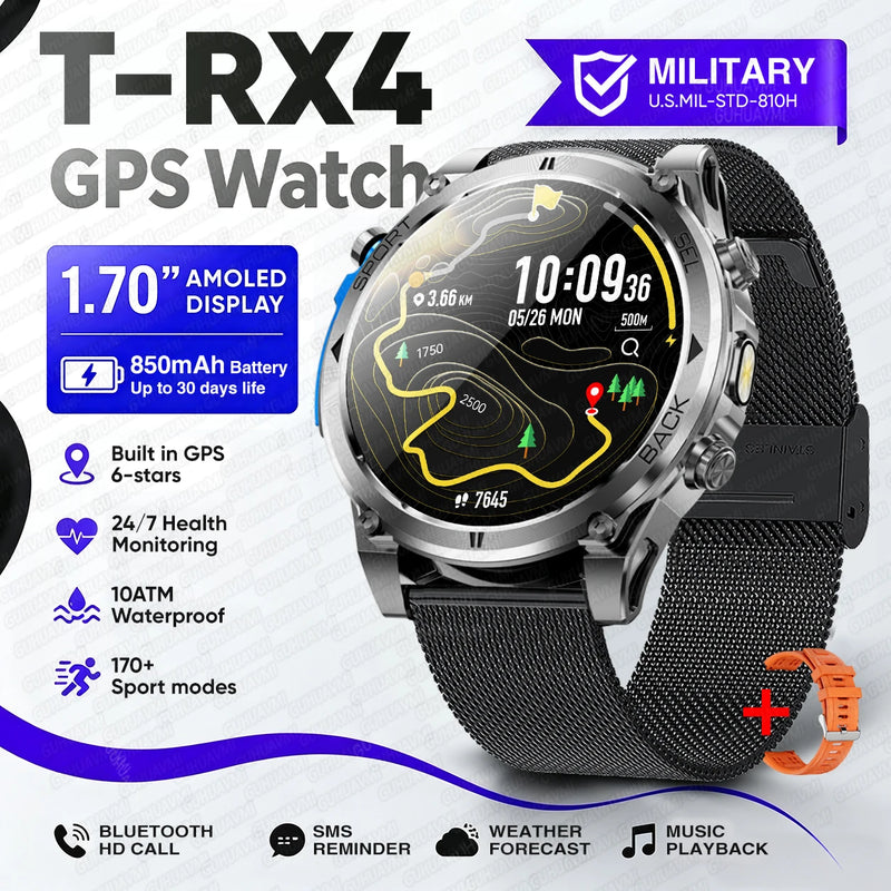 2026New T-RX4 Ultra GPS Smart Watch For Men 6-star GPS Positioning 10ATM Waterproof 850mAh Battery Compass 170+Sports Smartwatch