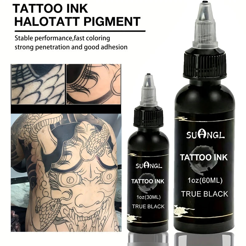 SUANGL 60ml Black Tattoo Ink Professional Tattoo Oil Ink Good Light Transmission Finely Ground Easy Shading Black Tattoo