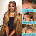 Honey Blonde 4/27 Highlight Wig 13x6 HD Lace Frontal Natural Hairline Pre-Plucked 13x4 Bone Straight Colored Lace Front Wigs