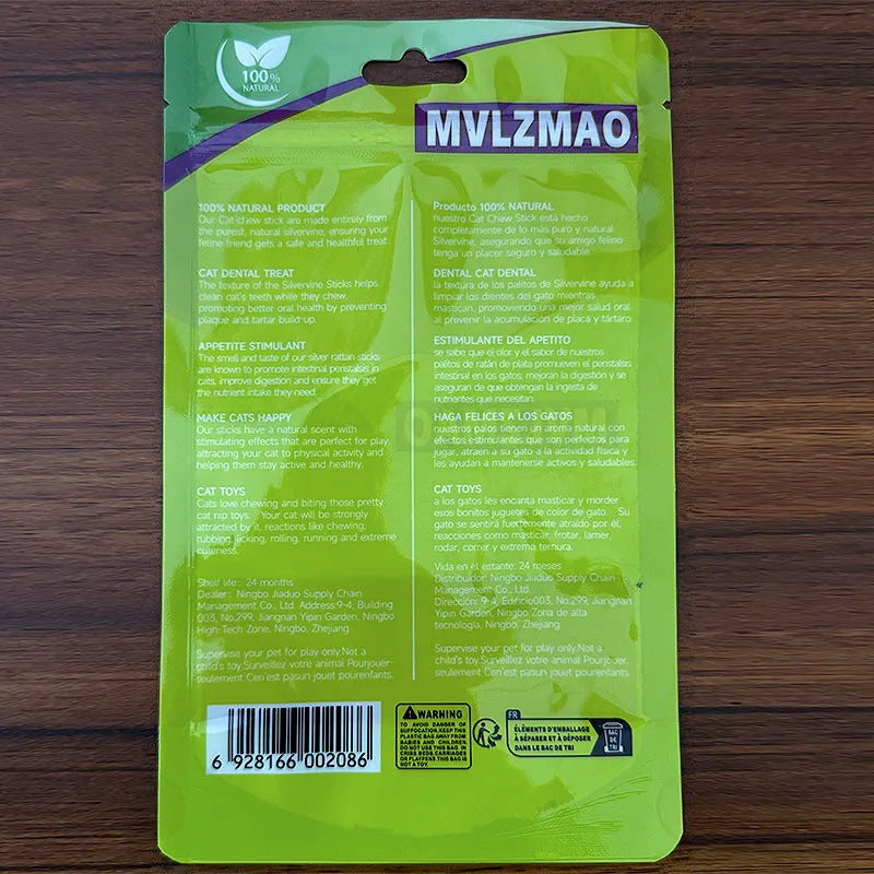Natural Silvervine Catnip Cat Chew Toy Suit Silvervine Cat Snacks Stick Safety Molar Toothpaste Sticks Pet Supply