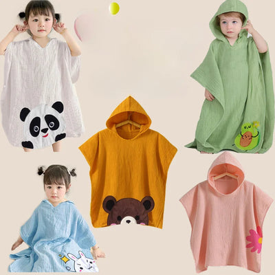 Children's Cotton Gauze Can Wear Hooded Cloak Bath Towel | SAMAG