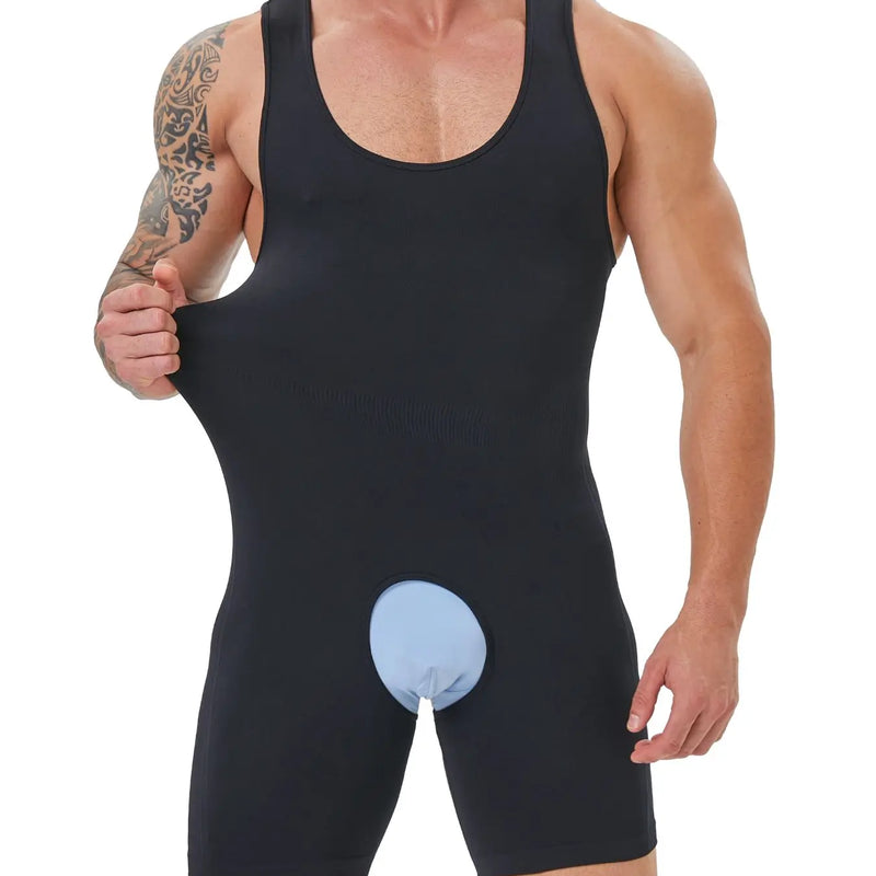 Seamless Men's Full Body Shaper Compression Bodysuit Boxer Shorts For Tummy Control ,Back Support Shapewear Fits 300 Pounds