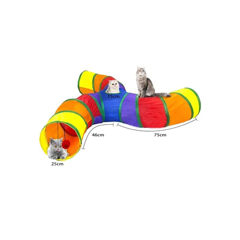 Cat Teaser Wand Toy Self Entertainment Maze Tunnel Collapsible Drill Channel Interactive Play Toy For Indoor Kitten Cat Pet