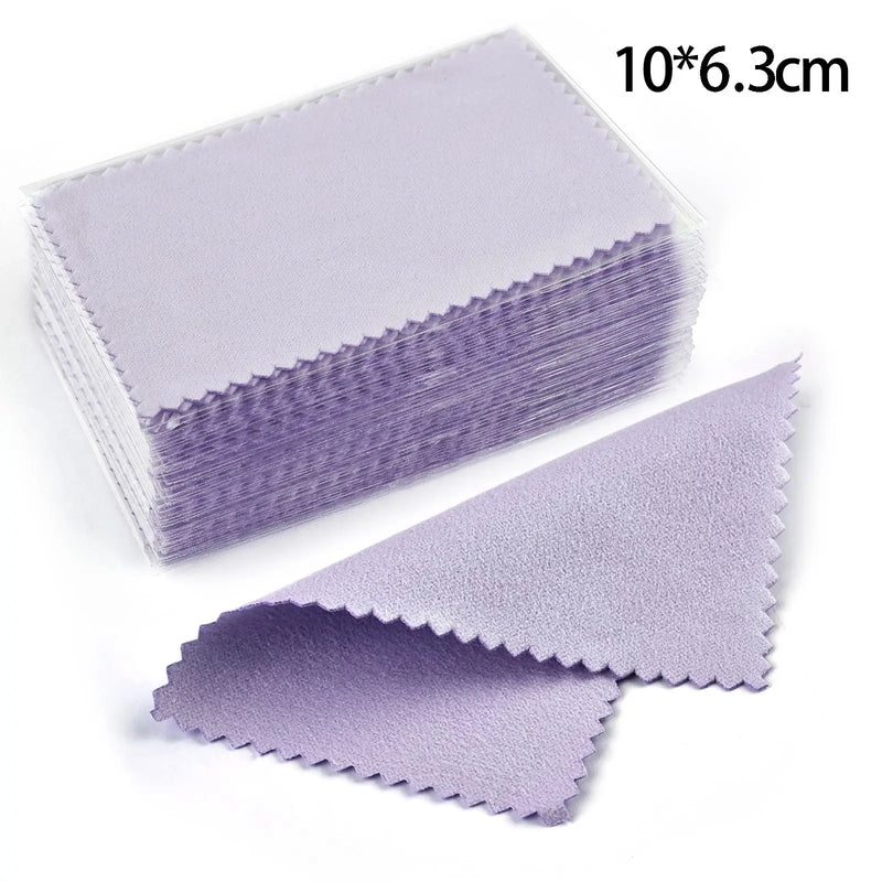 50pcs 10x6.3cm/10x6cm/8x6cm Silver Clean Polishing Cloth Soft Clean Wipe Wiping Cloth For Necklaces Rings Jewelry Clean Tools