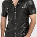 Men's PU leather short-sleeved street style button-down | SAMAG
