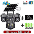 Solar 4G/WIFI IP Camera 15MP Three Lens Three Screen  Waterproof Monitor Night Vision Security Protection PTZ Video Surveillance