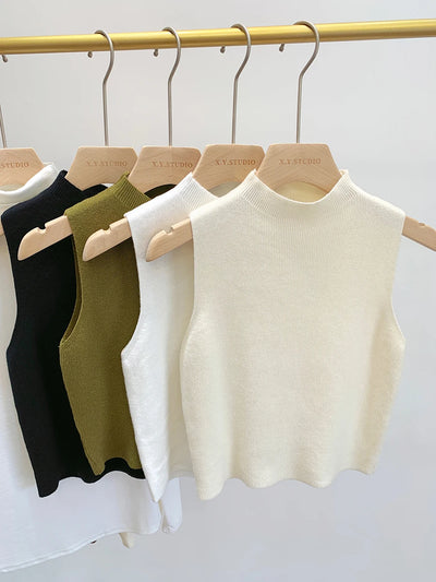 Women Knitted Tank Top Summer Fall Slim Sweater Short | SAMAG