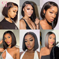 Straight Short Bob Human Hair Wigs for Black Women Lace Part Brazilian Hair Wigs Remy Hair Middle Part Side For Brown Women