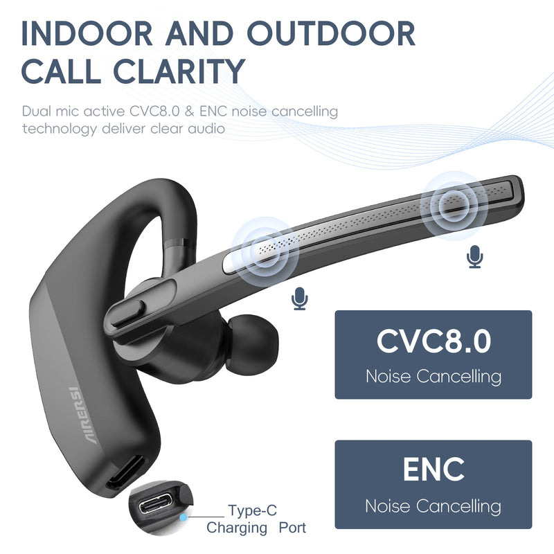 Newest K30 Bluetooth Headset Wireless Headphones Dual-Mic Mute Noise Cancelling Earpiece Handsfree Earphones for Driver Office