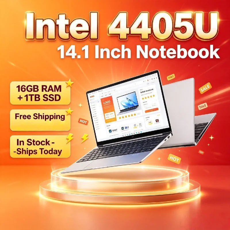 Intel Pentium 4405U 14.1 Inch Laptop 2C4T 2.1GHz 16GB DDR4 2TB SSD 1920x1080 Gaming Office Study Pro Unit