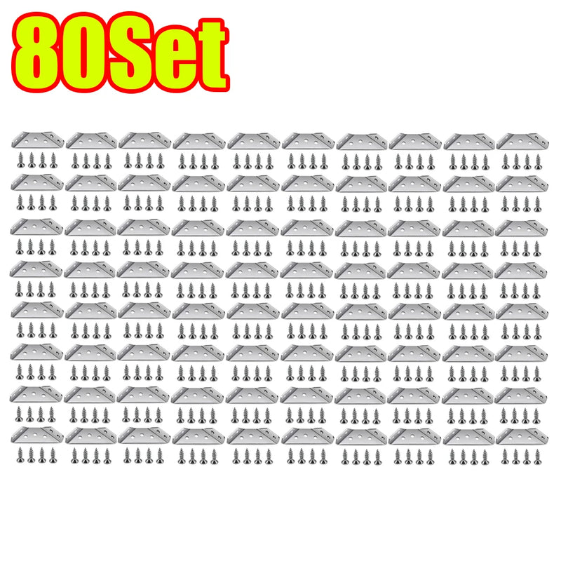 1-120Set Furniture Corner Connector Stainless Steel Angle Code for Cabinet Angle Shelf Support Fixed Brace Kits with Screw