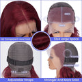 TIMOPOL 13×4 Lace Front Wigs 99J Jerry Curl Wigs For Women High Density Pre-Plucked Hairline Red Curly Human Hair Wigs