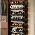 Built-in Height Adjustable Shoe Cabinet Closet Space Saving 360° Rotating Shoe Rack, Multi-layer Shoe Holder Storage Organizer