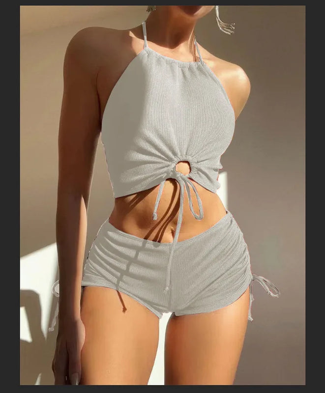 Summer Black Swimsuits Tankini Set Female Swimwear Sports | SAMAG