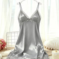 Women's Satin Cami Nightdress V Neck Lace Trim Sleepwear | SAMAG