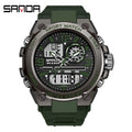 SANDA 6024 Men Sports Quartz Watches Dual Display LED Electronic Digital Wristwatches Waterproof Watch Relogios Masculino