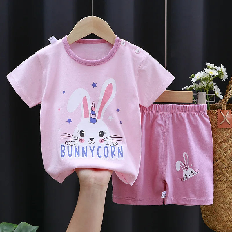 Baby Girl Summer Outfit Set Short Sleeve T-shirt | SAMAG