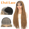 13x4 Lace Frontal Synthetic Braided Wig for Black Women Small Deep Wave Long Brown Wigs Crochet Braiding Wig with Baby Hair