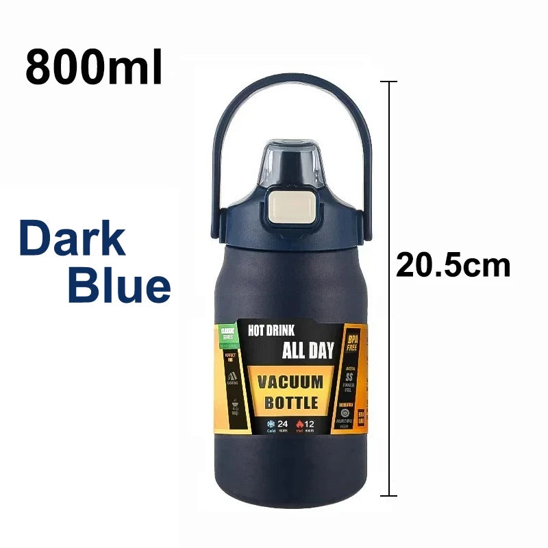 Outdoor Portable Thermos with Straw 304 Stainless Steel Thermal Mug Tumbler Cup Sports Vacuum Flasks Cold and Hot Water Bottle