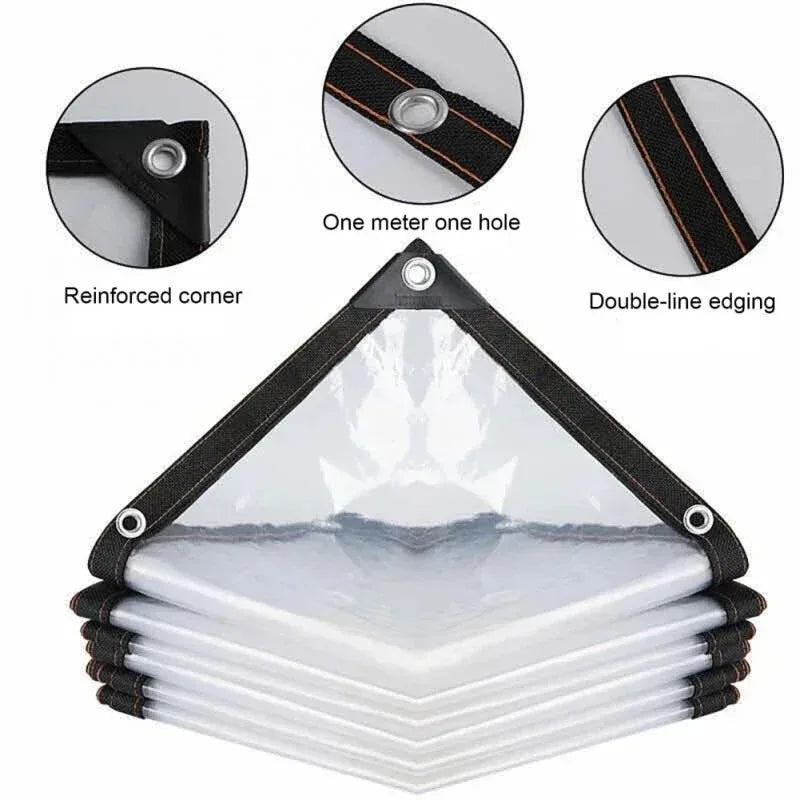 Thick Transparent PVC Tarp Heavy Duty Waterproof Weatherproof Cover for Outdoor Patio Garden Balcony Greenhouse and Rain Shelter