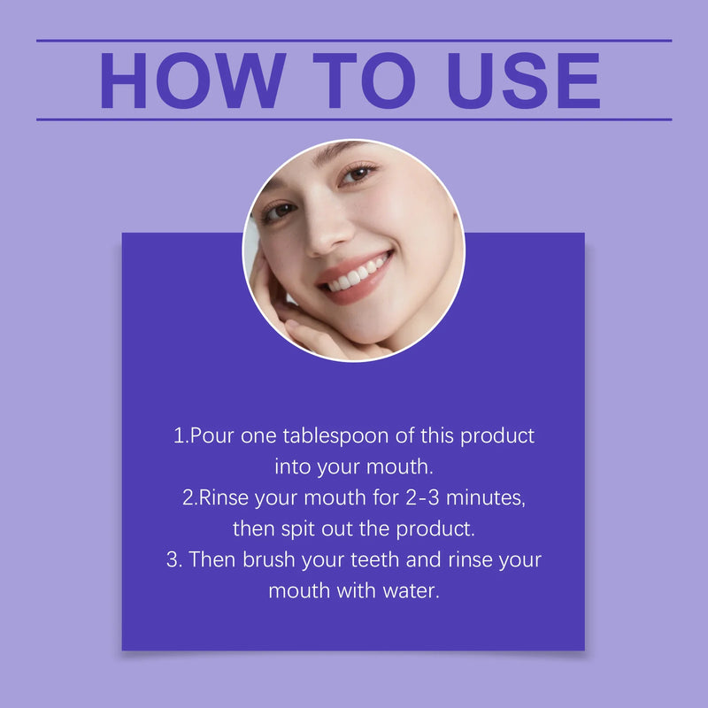 Purple Mouthwash Fresh Mint Flavor Gentle Formula Daily Oral Care Portable 20 Sachets Travel Size No Alcohol Quick Rinse 240ml