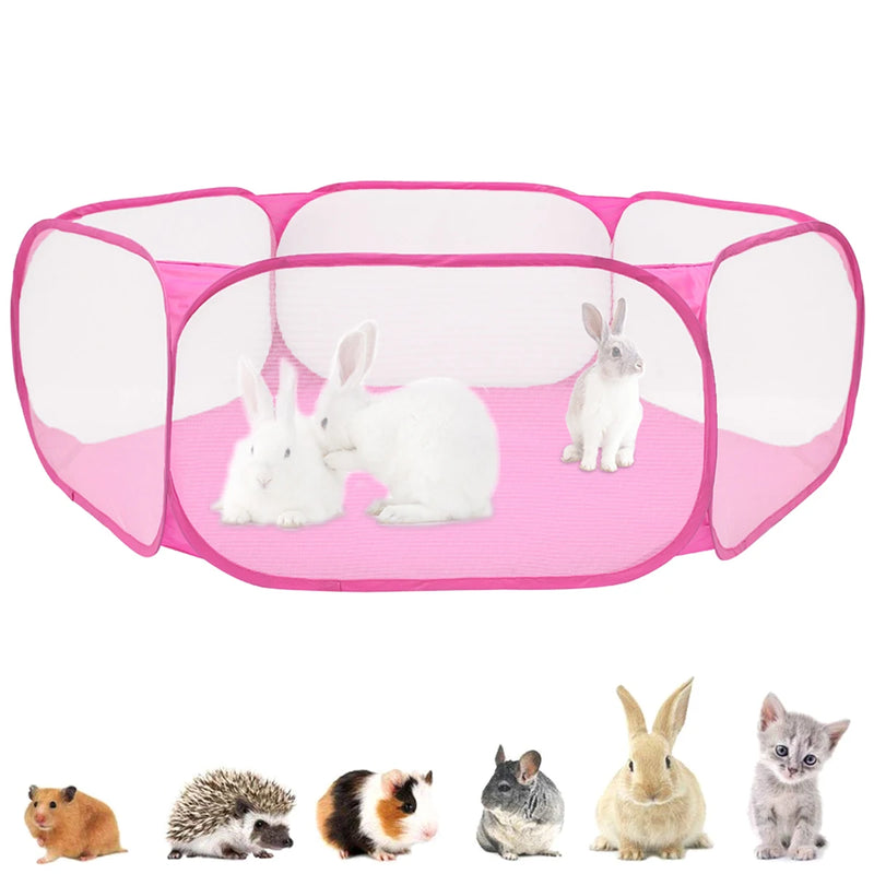 Pet Playpen Outdoor Breathable Small Animals Tent Rabbit Play Pen Foldable Transparent Pet Exercise Fence for Guinea Pig Cage