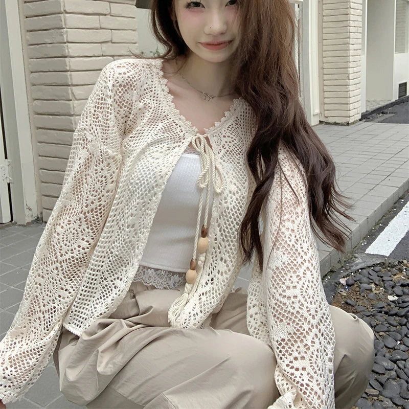 Vinatge Lace Hollow Out Summer Cardigans for Women Up - View 3 | SAMAG