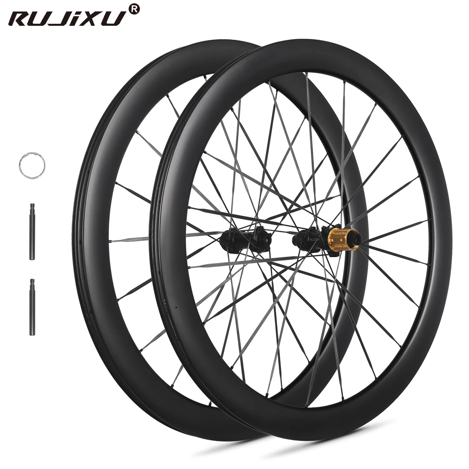 700C 1225g Carbon Spoke 5.2.mm Rujixu GRAVEL Wheels Depth 38 50mm Road Bike Disc Brake Wheelset  Carbon Rim Center Lock   Wheel