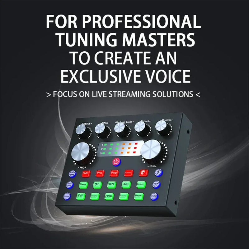 Live Sound Card V8S Audio USB External Sound Card Bluetooth Microphone Mixer Voice Changer Live Streaming Audio Sound Mixer