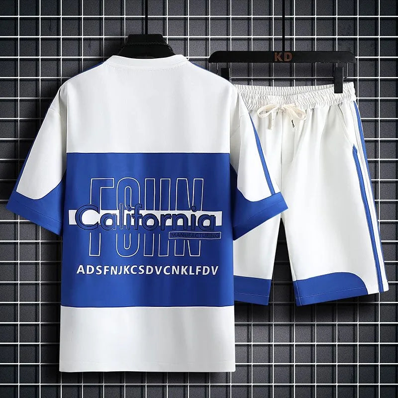 Summer New Fashion Printed Short Sleeve T - shirt Set Men's Casual Relaxed Breathable Sports Two - Piece M - View 2 | SAMAG
