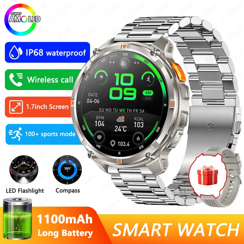 2026 New T-Rex3 Pro 1100mAh Battery Smart Watch GPS path 5ATM Waterproof Sports Run tracker Outdoors Compass Military Smartwatch