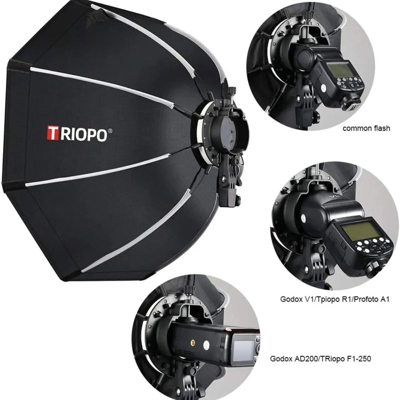 TRIOPO KX 55/65/90/120cm Foldable Octagon Softbox for Godox AD200Pro V860III V1 | On/Off-Camera Flash Outdoor & Studio Flash