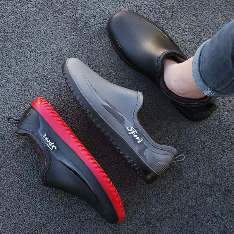 Simple Style Outdoor Work Commute Fishing Kitchen Non-Slip Waterproof Men's Flat-Soled High-Quality Rubber Boots Rain Boots
