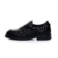 Original niche design buckle strap thick heel loafers men's metal decoration punk round toe leather shoes