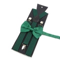 Fashion Men Kids Turquoise Green Suspender Bowtie Sets Elastic Solid Color Y - back Straps Butterfly - Visuel 6 | SAMAG