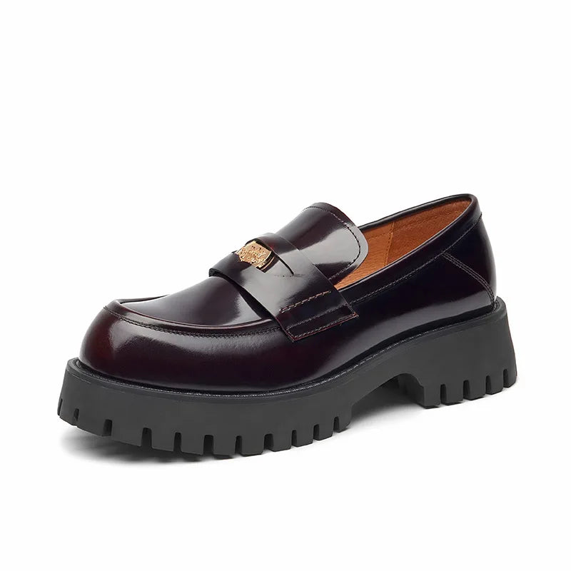 BeauToday Moccasin Loafers Women Genuine Cow Leather Penny Flats Round Toe Slip On Female Casual Platform Shoes Handmade 26569