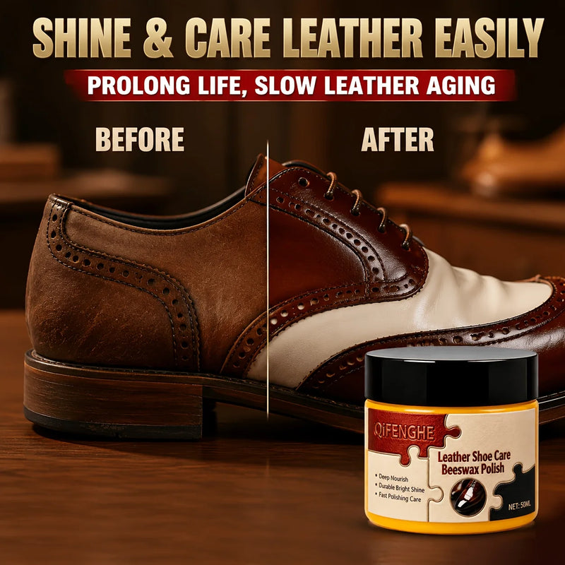 Natural Beeswax Leather Balm Portable Shoe Polish Quick Buffing for Instant Gloss Waterproof Protection Long Lasting Shine