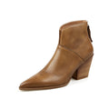 Women Ankle Boots Genuine Leather Autumn Winter Short Boots Thick Heels Pointed Toe Zipper Shoes Woman Mature Basic Office Lady