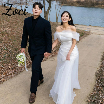 Zoci Elegant Off Shoulder Sheath Korea Wedding Dress | SAMAG