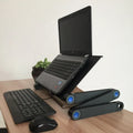 Adjustable Laptop Desk Stand Cooler Fan Portable Ergonomic Lapdesk for Bed Sofa PC Notebook Table Desk with Mouse Pad Aluminum