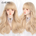Synthetic Long Curly Wavy Lolita Wig with Bangs Wig Girl Cute Ombre Pink Blonde Black Cosplay Party Halloween Harajuku Wig