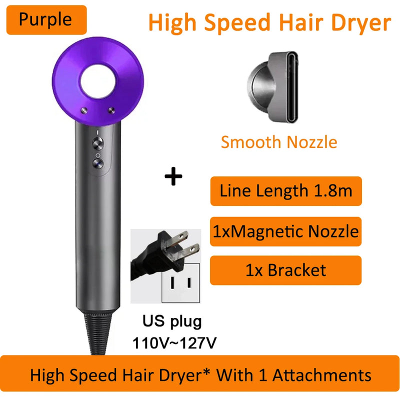 7 in 1 Hair Dryer Professional with Cold Hot Air Functionality Negative Lon Blow Quick Dry Leafless Salon Home Hairdryer