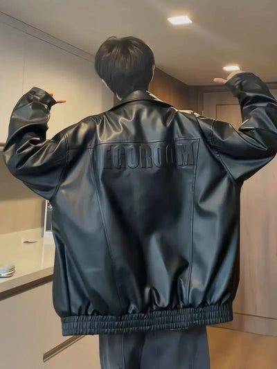 Men's Hiphop Biker Leather PU Jacket Steel Stamped | SAMAG