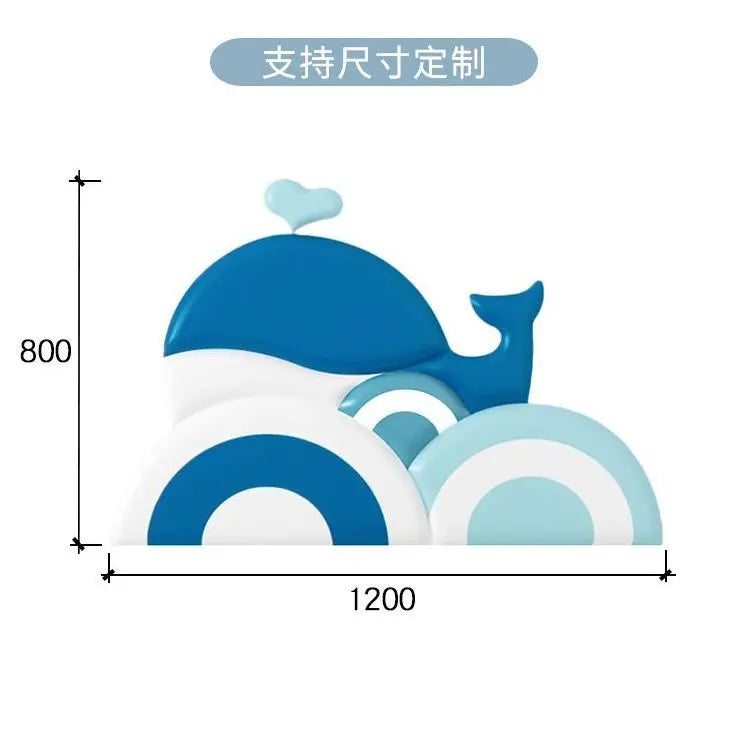 Cartoon Dolphin Wall Sticker Self-adhesive Blue Children's Room Bedside Soft Bag Anti-collision Cartoon Background Wall Backrest