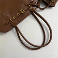 LEFTSIDE Big PU Leather Short Handle Shoulder Bag for Women 2025 Winter Luxury Tote Bag Lady Designer Retro Handbags and Purses