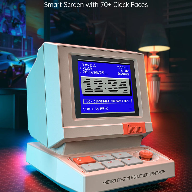 Divoom MiniToo Retro Bluetooth Speaker Portable Pixel Display Music Box Retro Computer Style Speaker Gift