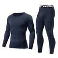2-piece Autumn/Winter Men's Fashionable Sports Slim Fit Warm Suit For Teenagers Casual Running And Fitness Round Neck Base Set